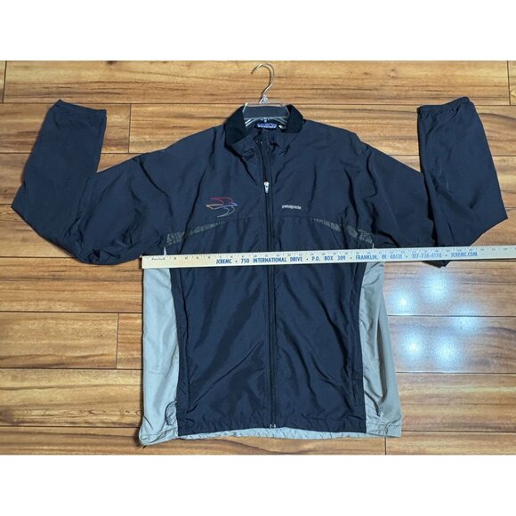 Patagonia Mens Embroidered Logo Full-Zip Windbreaker Jacket Black Gray Large - Picture 6 of 12